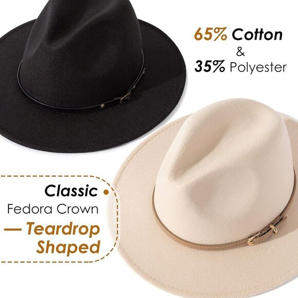 2 Pack Fedora Hats Wide Brim Cotton Polyester Unisex Casual Sun Protection main image 5